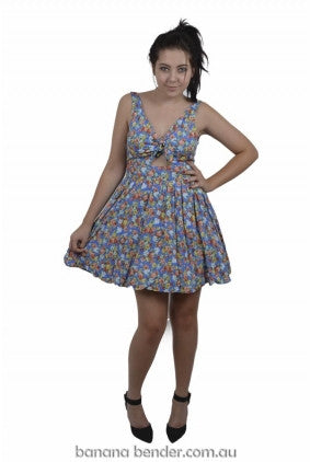 Dress - Party - Miss Cherry - Blue based Floral