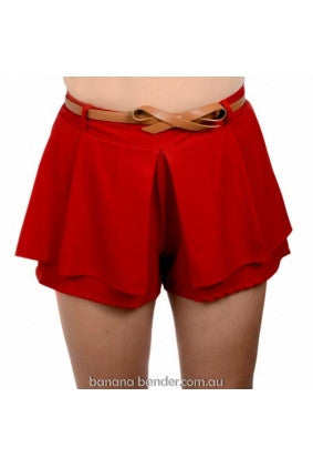 Shorts - Go Girl - Red + FREE BELT