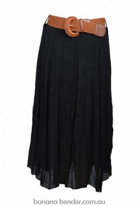 Skirt - Long - Xcepsion - Black + FREE Plaited Belt