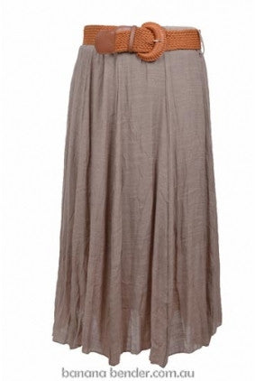 Skirt - Long - Xcepsion - Mocha + FREE Plaited Belt