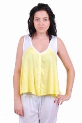 Top - Go Girl - Two Panel - White/Yellow