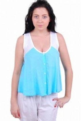 Top - Go Girl - Two Panel - White/Aqua