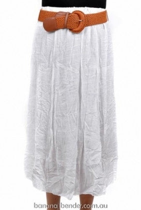 Skirt - Long - Xception - White + FREE Plaited Belt