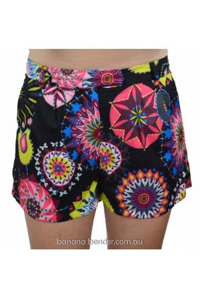 Shorts - Paper Heart - Black based, multi coloured print