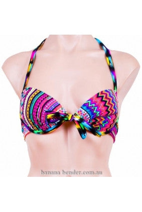 Swimwear - Bikini Top - Miss Cocoa - Ibiza - Tie Front - Halter - Fashion Print