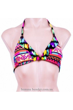 Swimwear - Bikini Top - Miss Cocoa - Ibiza - Spliced Sliding Tri with removable cups - Fashion Print