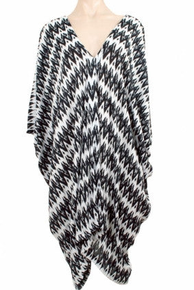 Kaftan - Go Girl - Eco Printed Kaftan Maxi Dress - Black and White