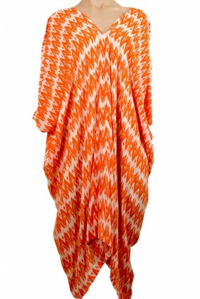 Kaftan - Go Girl - Eco Printed Kaftan Maxi Dress - Orange