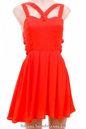 Dress - Party - Paper Heart - Criss-Cross Side Detail - Orange