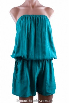 Play Suit - BB - Drawstring Waist - Front Pockets - One Size - Teal