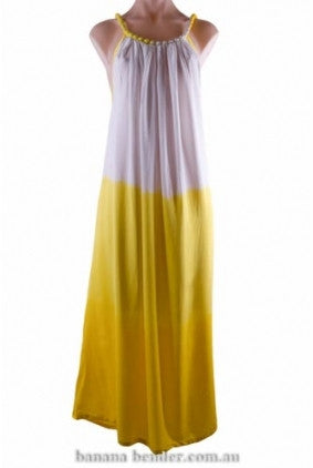 Dress - Maxi - BB - Bauble Straps - One Size - Yellow + White