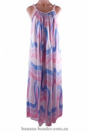 Dress - Maxi - BB - Tri Swirl - One Size - Pink + Purple + Blue