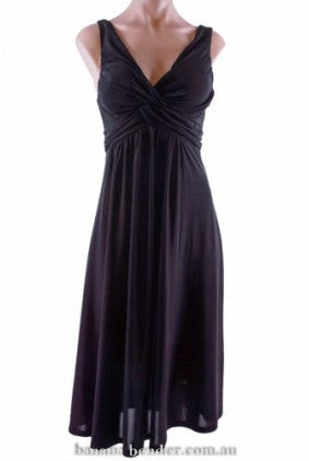 Dress - Maxi - Cherry Lane - Cross over gathered front detail - Elastic Back - Black