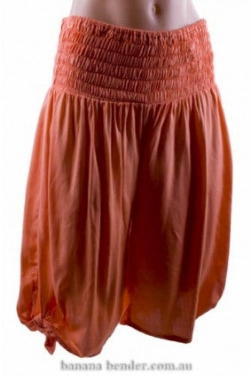 Shorts - Go Girl - Rouched Elastic Waist - Tie Side - Apricot