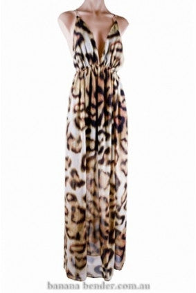 Dress - Maxi - White Closet - Leopard Print