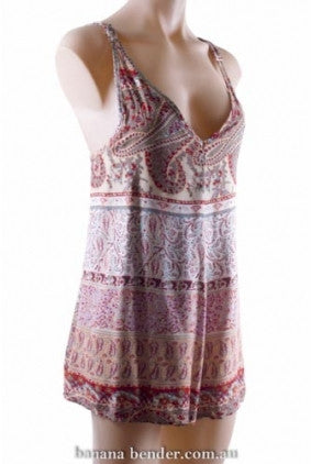 Play Suit - Cross Over Back Straps - Lined - Harem Print - Earth Tones