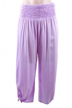 Pants - Go Girl - 3/4 Rouched Tie Pant - Soft Lilac