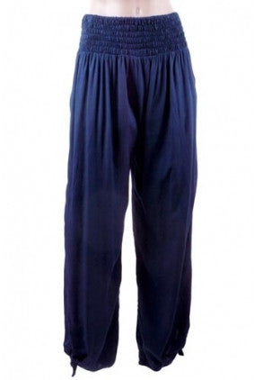 Pants - Go Girl - LONG Rouched Tie Pant - Navy