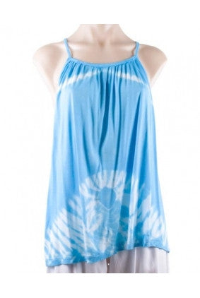 Top - Sun Goddess - Baby Doll - Tie Died Print - Light Blue