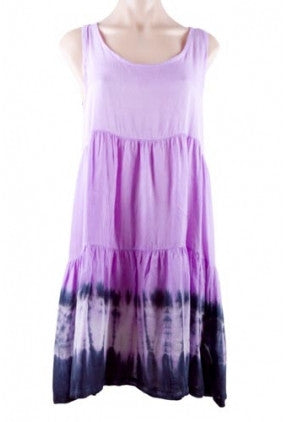 Dress - Casual - Sun Goddess - Open Back - Tie Died Hem - Purple