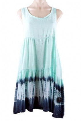 Dress - Casual - Sun Goddess - Open Back - Tie Died Hem - Teal