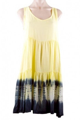 Dress - Casual - Sun Goddess - Open Back - Tie Died Hem - Yellow