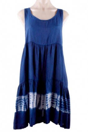 Dress - Casual - Sun Goddess - Open Back - Tie Died Hem - Dark Blue