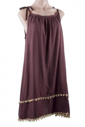 Dress - Casual - Sun Goddess - Double Bauble Trim - Chocolate