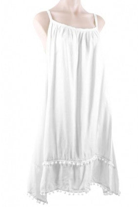 Dress - Casual - Sun Goddess - Double Bauble Trim - White