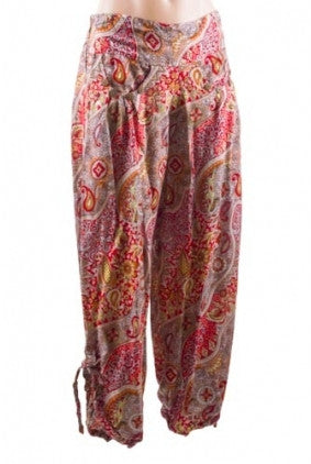 Pants - Harem - Sun Goddess - Paisley Print - Orange Red Yellow