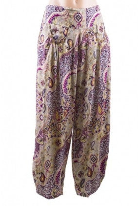 Pants - Harem - Sun Goddess - Paisley Print - Purple