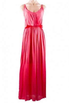 Dress - Maxi - Frill Top - Coral