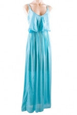 Dress - Maxi - Frill Top - Light Blue