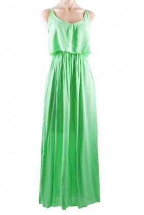 Dress - Maxi - Frill Top - Lime Greem