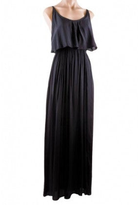 Dress - Maxi - Frill Top - Black